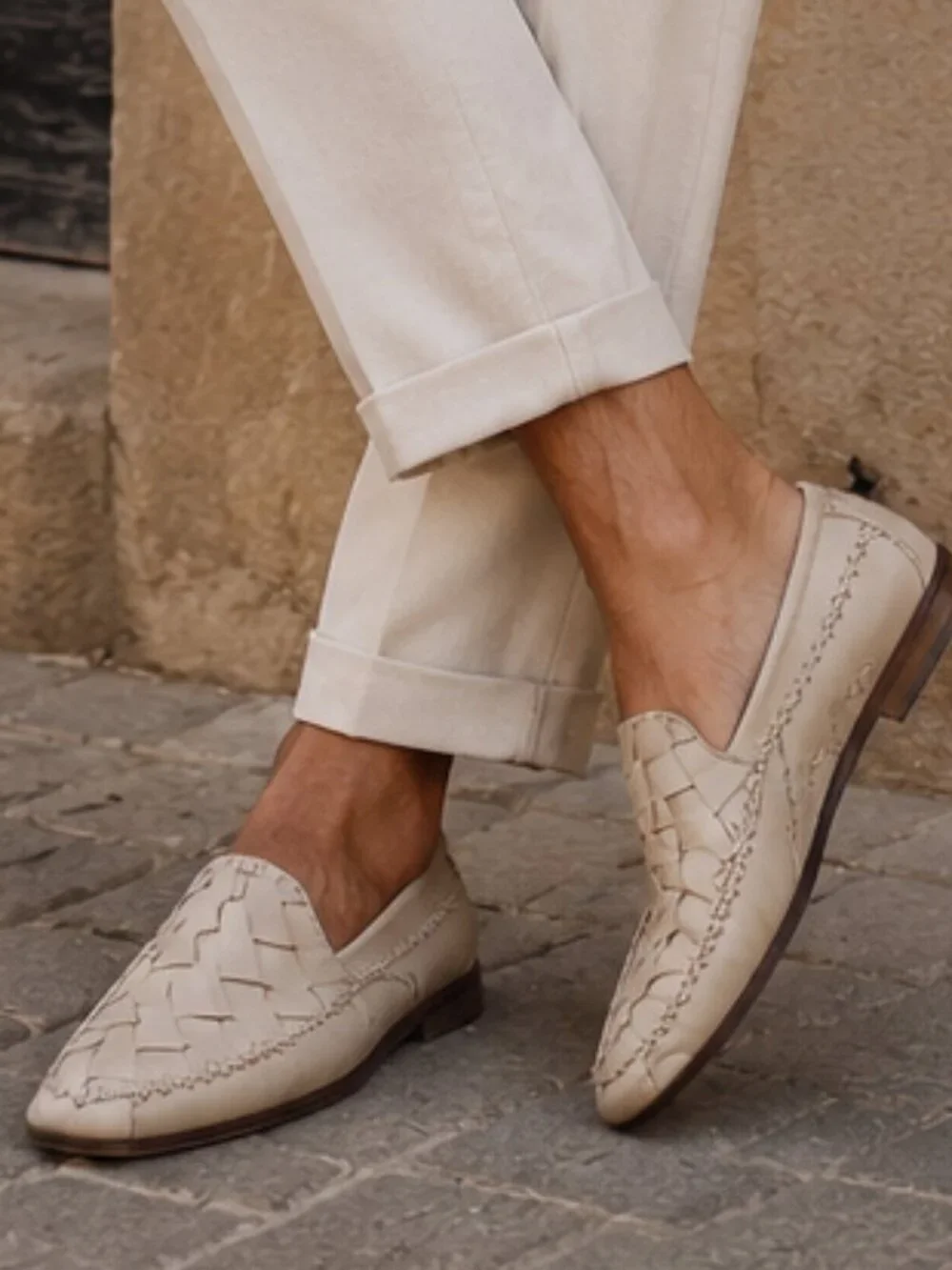 Johnston & Murphy Woven Leather Loafers Italy Men’s 10.5